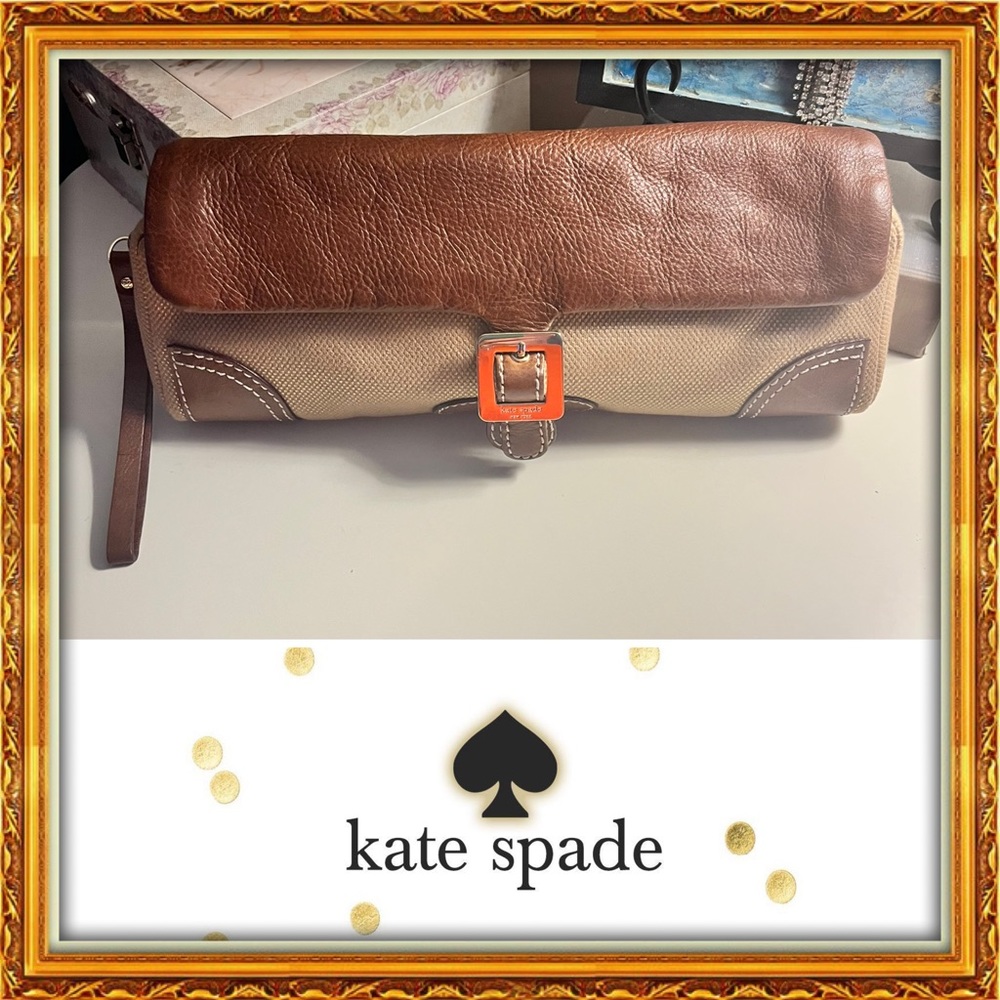 EUC | Kate Spade Burlap and Leather Clutch!!!